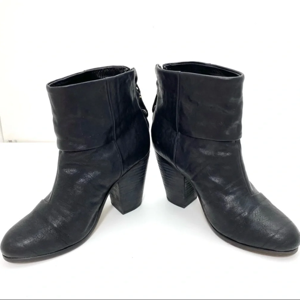 RAG & Bone Classic Newbury Leather Ankle Heel Bootie in Black Size 6